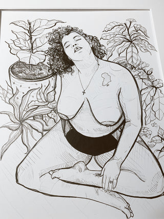 Custom Boudoir Portrait - Ink on Paper